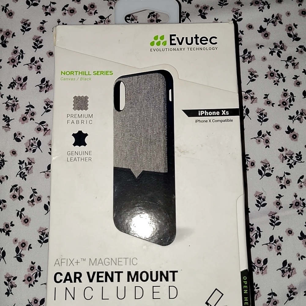 Magnetic Car Vent Mount iPhone X - Genuine Leather Black and Gray